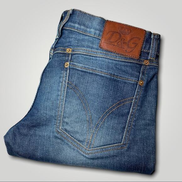 DOLCE GABBANA DESIGNER Y2K LOW RISE STRAIGHT GIRLY JEANS MEDIUM BLUE SIZE 28 - Picture 5 of 8